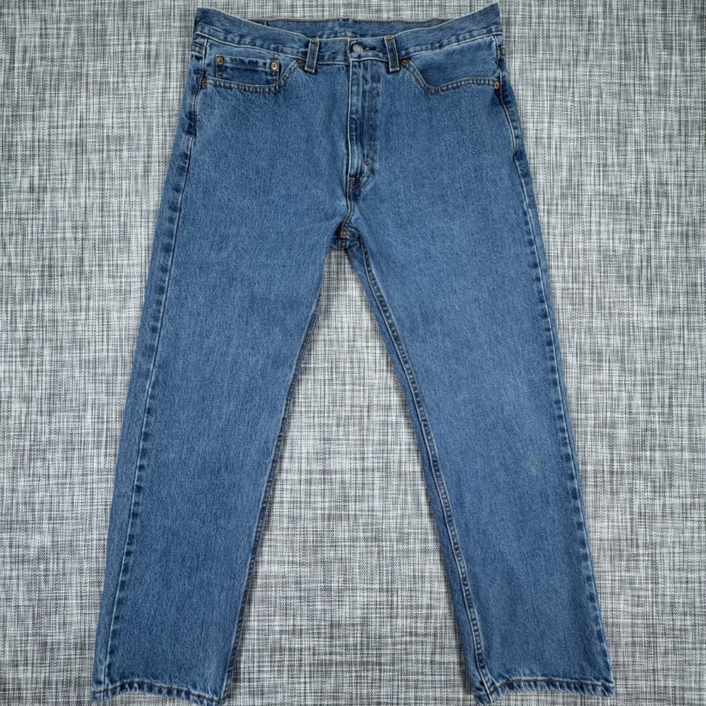 Levis 505 Jeans 36x30 Blue Medium Wash Regular Fit Straight Leg Cotton Denim